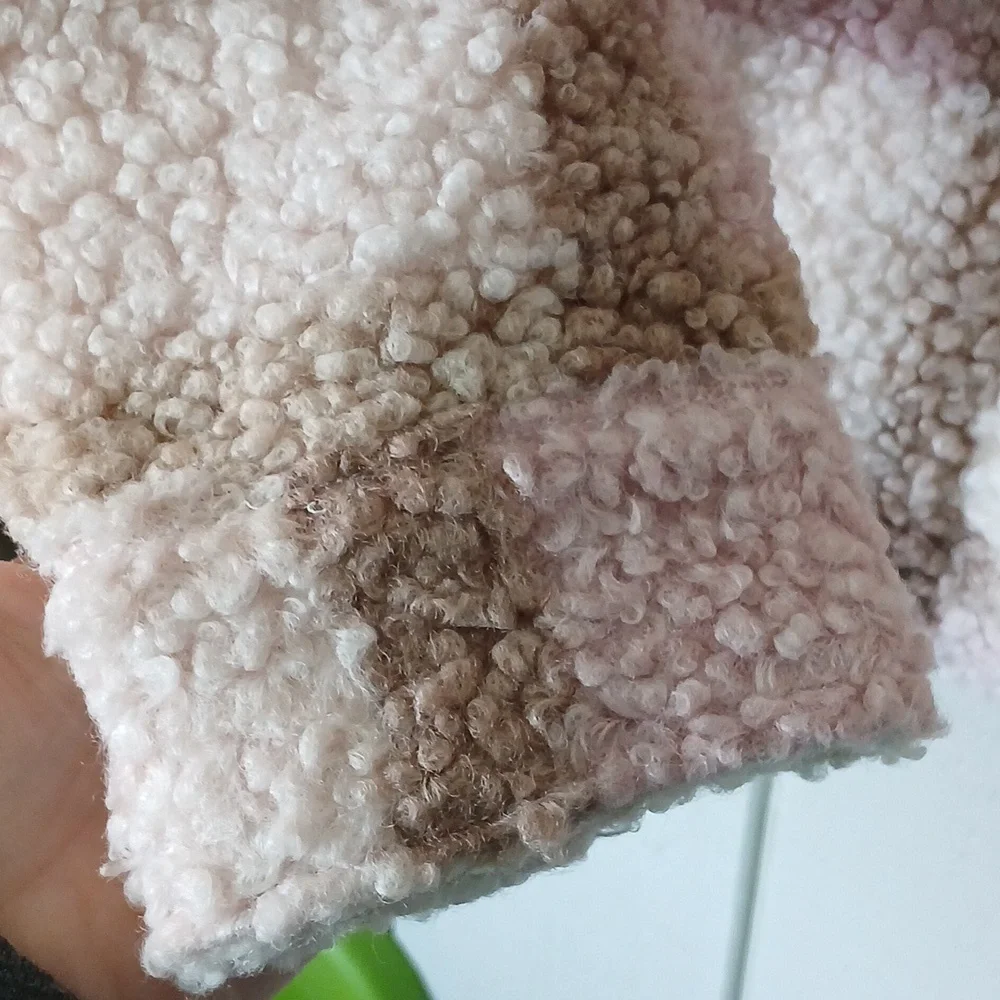 Mable Anthropologie Plaid Sherpa Barn Button Down Jacket Pink Cream Medium - Picture 5 of 9